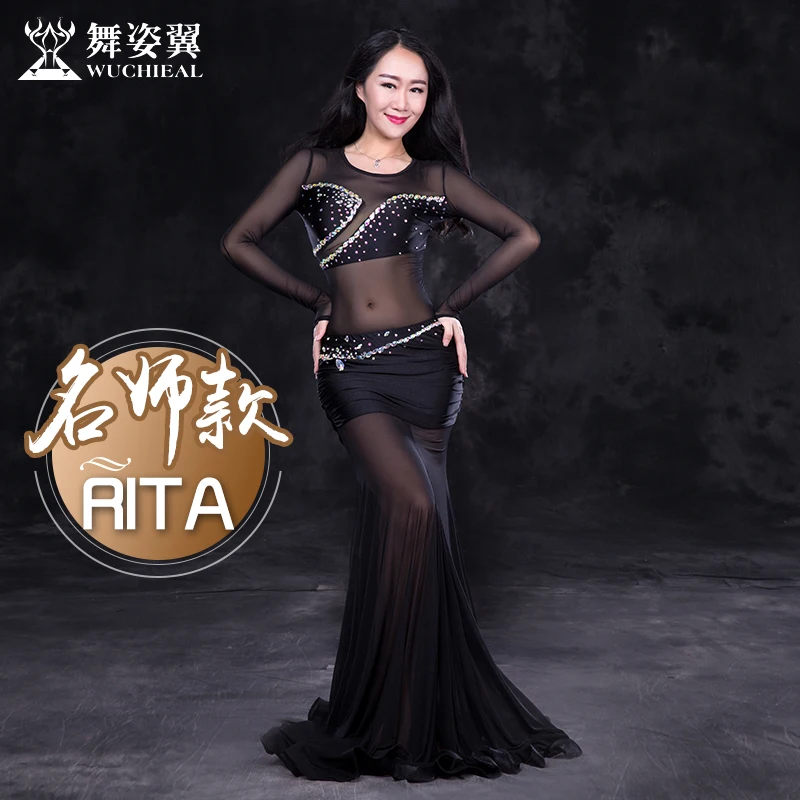 

2018 New Arrival high grade Women Bellydance Costume Wuchieal Brand Belly Dance Sexy top+skirt customize QC2699