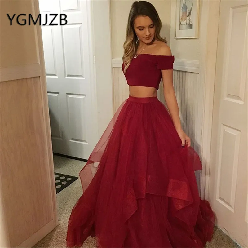 Женские вечерние платья с вырезом лодочкой и открытыми плечами Gala Jurken Dames красные