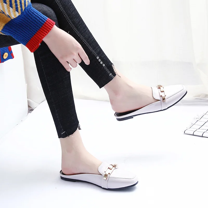 Обувь YAERNI Женские шлепанцы без задника Шлепанцы на плоской подошве zapatos mujer