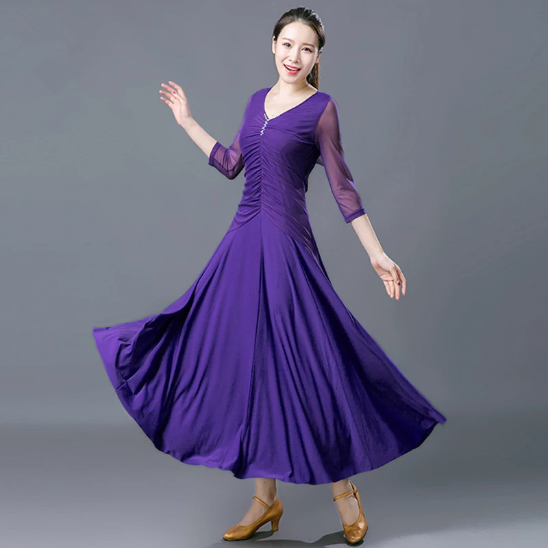 Женское платье для бальных танцев кружевное с рукавами три четверти стандартных