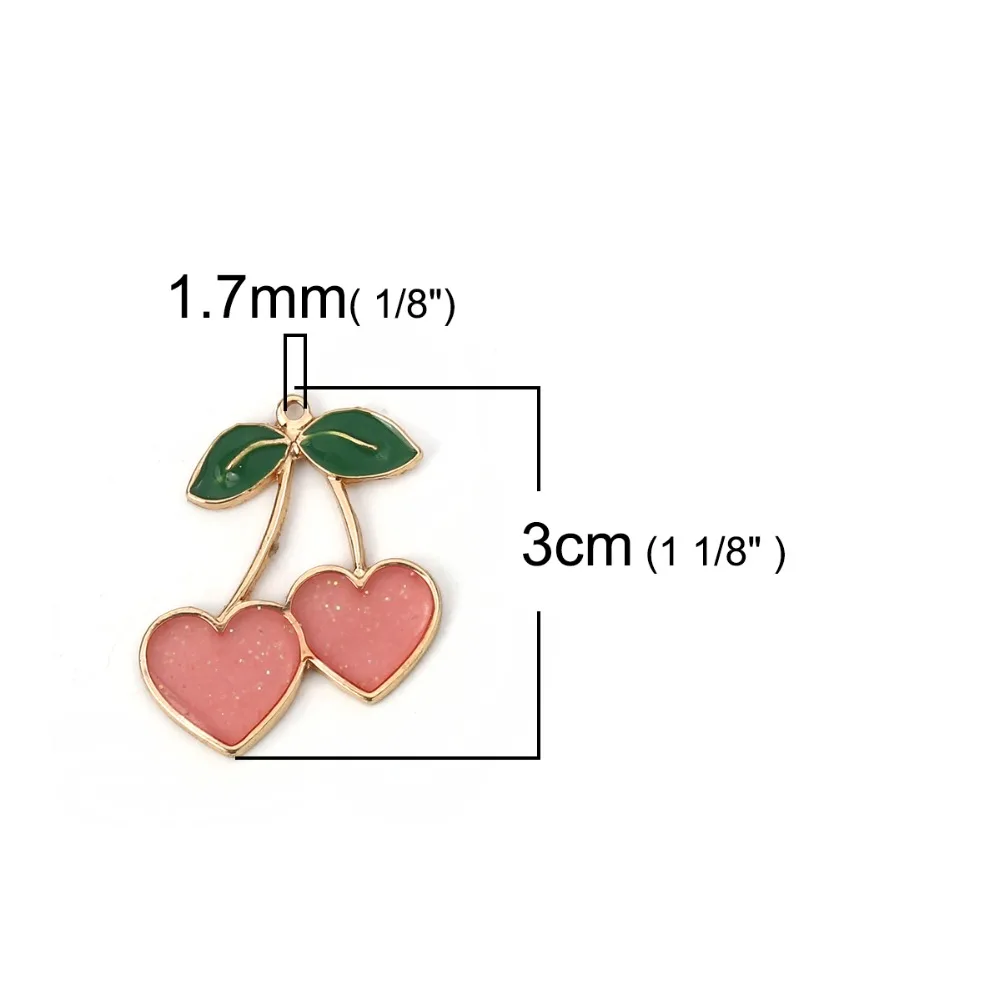 DoreenBeads подвески из сплава цинка вишневые фрукты Золотая установка красная