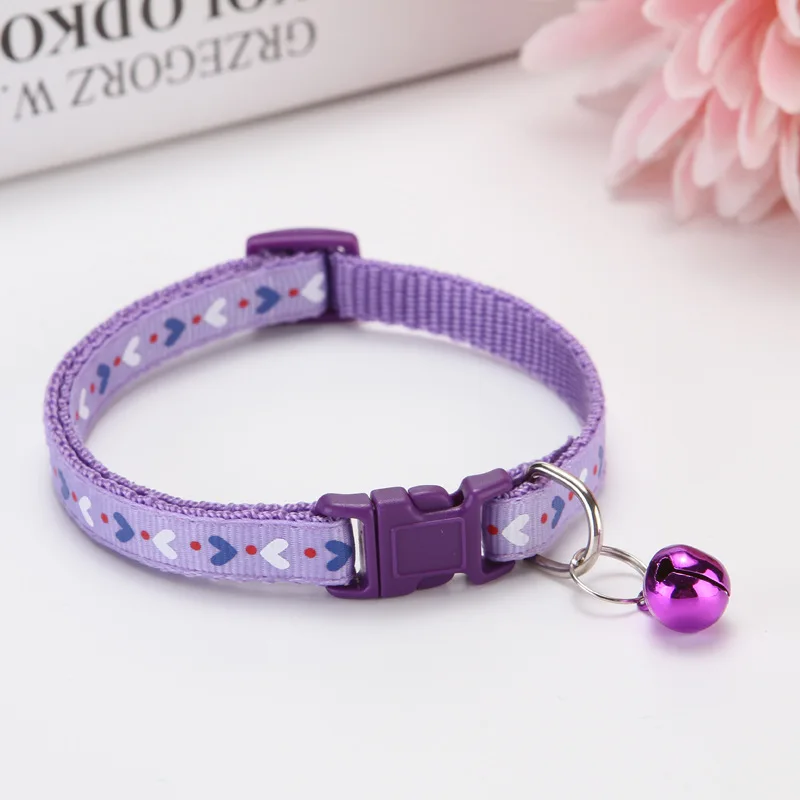 Love purple Ошейники для домашних животных, модный Регулируемый милый галстук, ошейник для собак, кошек, питомцев, нейлоновый колокольчик, котенок, яркие цвета, галстук-бабочка - Цвет: Love purple