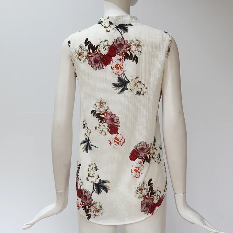 Chiffon Blouse Women 2018 Summer Sexy V Neck Sleeveless Boho Floral Print Shirt Casual Loose Tunic Ladies Tops XXL |