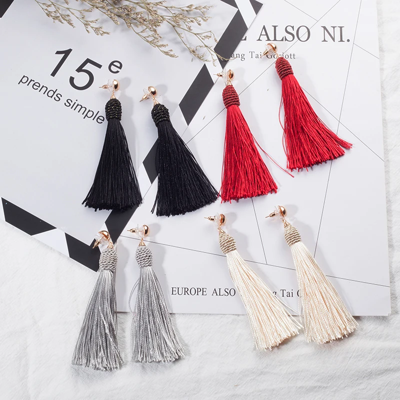 Новинка 2017 года Boho Этнические длинные серьги с кисточками для женщин Висячие