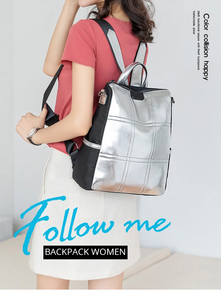 POMELOS Backpack Women Fashion School Backpack Travel New Arrival High Quality PU and Oxford Rucksack Women Luxury Backpack