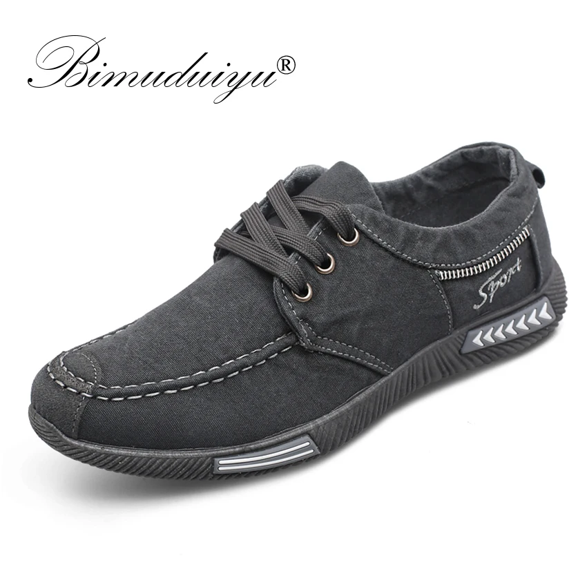 BIMUDUIYU Fashion Canvas Men Shoes Denim Lace-Up Casual Breathable Sneakers Plimsolls Male Footwear |
