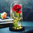 Гирлянсветильник из искусственных цветов Красавица, Роза и чудовище, настольная лампа, романтическое украшение на День святого Валентина, рождественский подарок