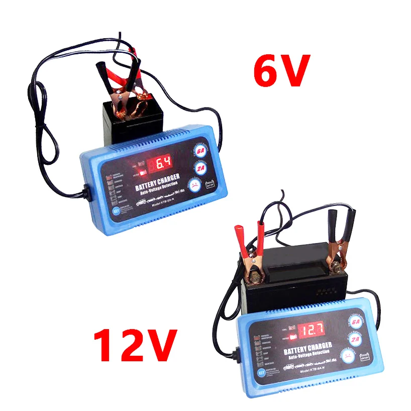 6V 12V ЖК дисплей автоматическое устройство для Мотоциклетные батареи Зарядное 2A 6A