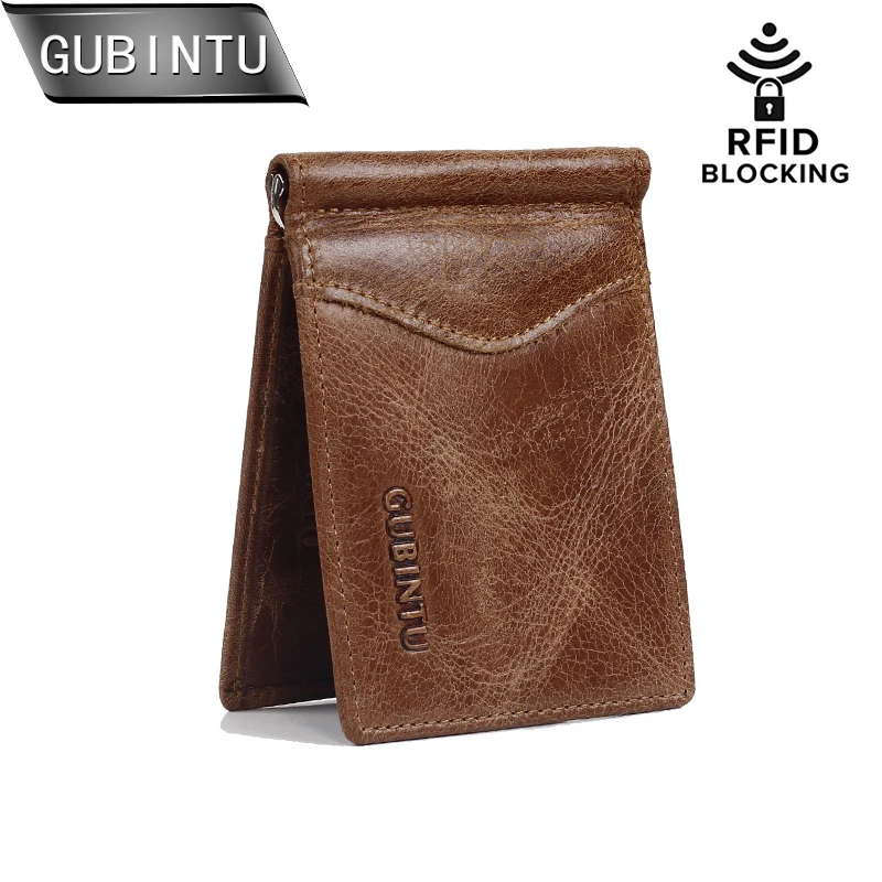 

GUBINTU мужские кошельки RFID с блокировкой ID и кредитной картой, бумажник из натуральной кожи с зажимом для денег для мужчин