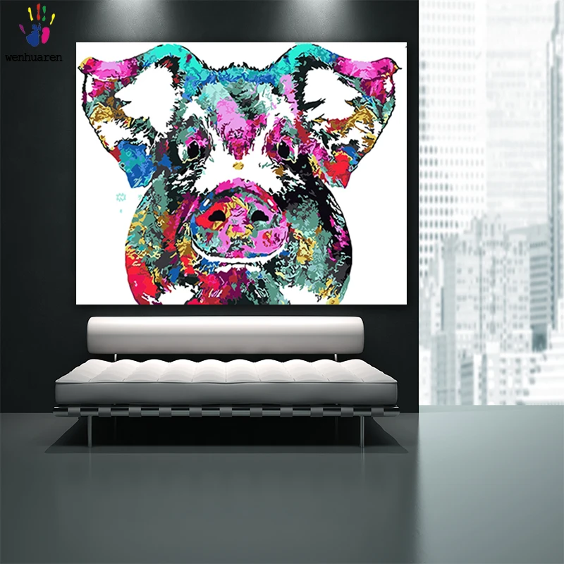 DIY картинки для раскраски по номерам с colorsCute абстрактные свинья рисунок живописи