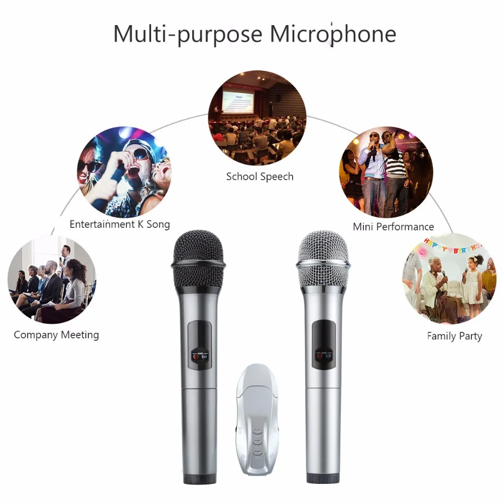 Excelvan K18U профессиональный Bluetooth 2 ручной микрофон UHF беспроводной светильник вес с рецептором различные частоты 10 каналов