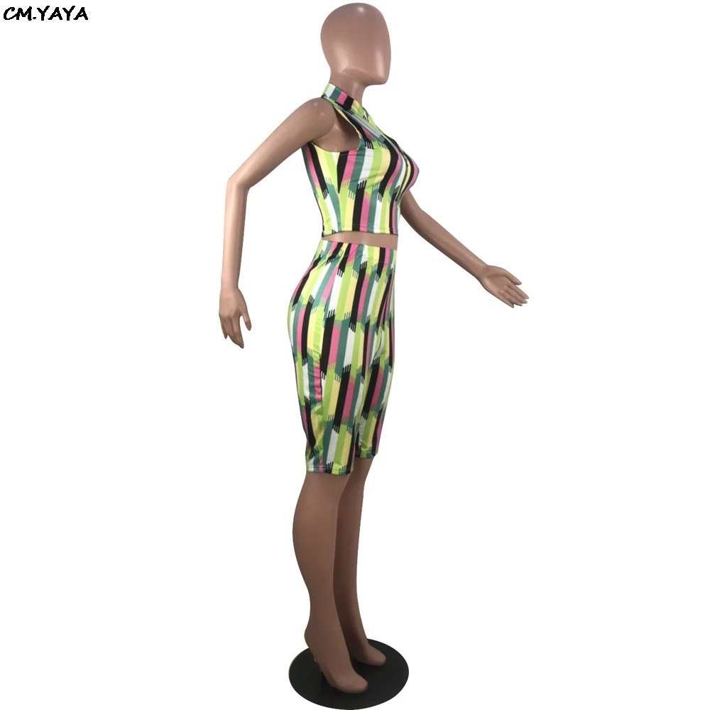 Женский комплект из двух предметов пляжный костюм без рукавов с разноцветным