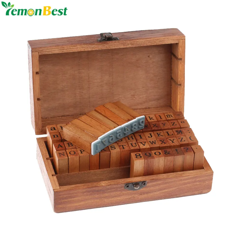 Деревянный Английский алфавит+цифры(70 шт.)в деревянной коробке|number stamp set|stamp