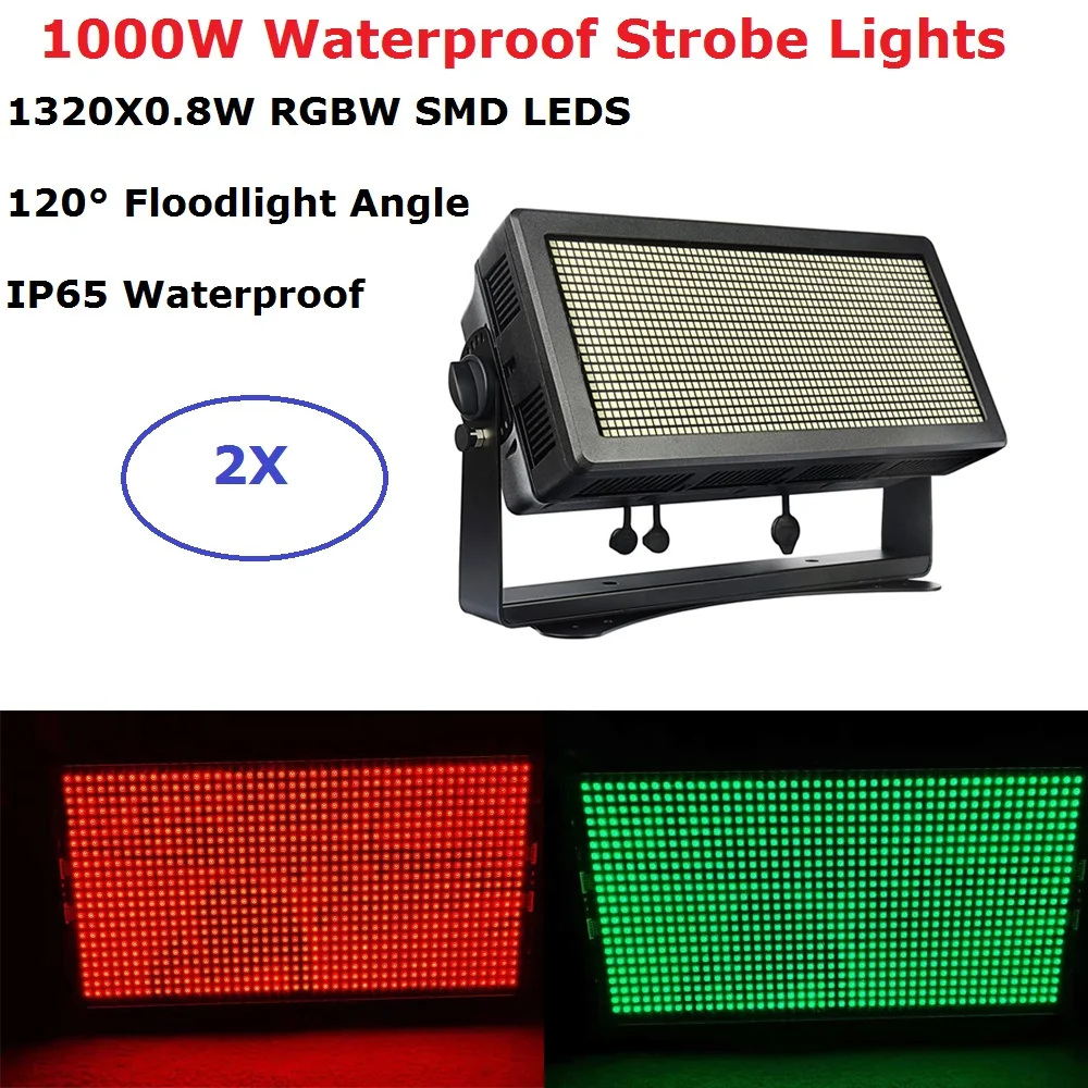 2XLot LED Floodlight Lights Powerful 1000W RGBW Quad Color Strobe DMX Flash IP65 Waterproof Wash Effect Light | Освещение
