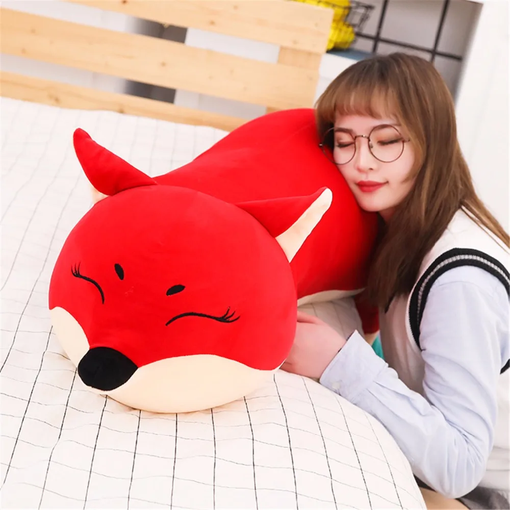 

1pc foxes plush doll creative three tails squinting foxes toy kid soft pillow fox plush cute sleep fox stuffed animal baby gifts