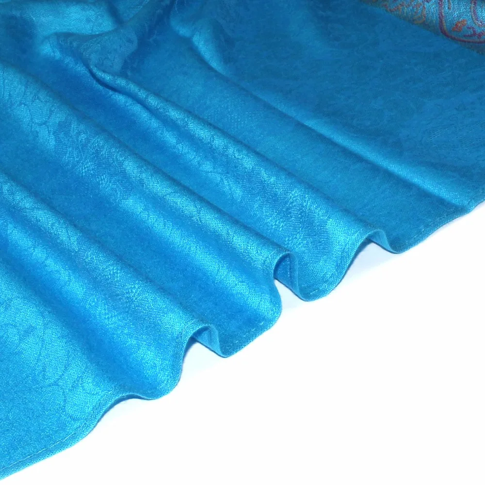 Бирюзовый шарф палантин с пейсли из Индии зимние шарфы 100% хлопок Пашмина женские