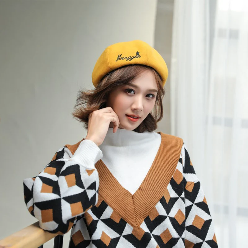 8 видов цветов новинка стильный восьмиугольный берет с вышитыми буквами Лидер