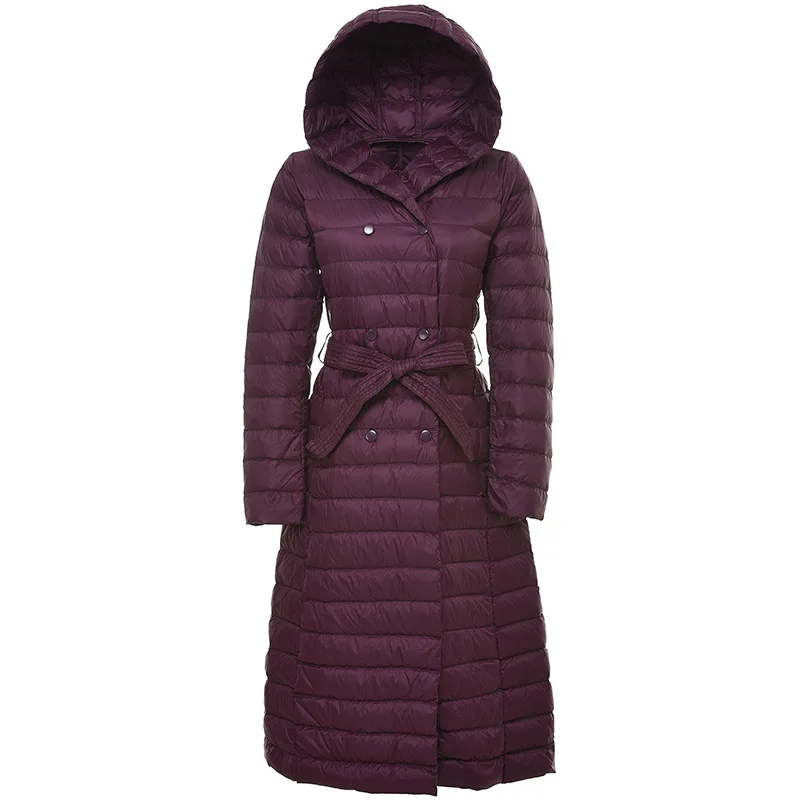 

HIJKLNL 2019 New Plus Size Winter Duck Down Jacket Women Long Hooded Coat Parkas Female Warm Uultra Light Down Jacket LH1294