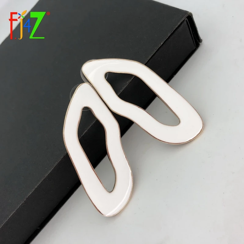 F. J4Z, женские прекрасные серьги, мода Nova Za, дизайнерские серьги, белая эмаль, неправильной формы, большие серьги, Aretes mujer