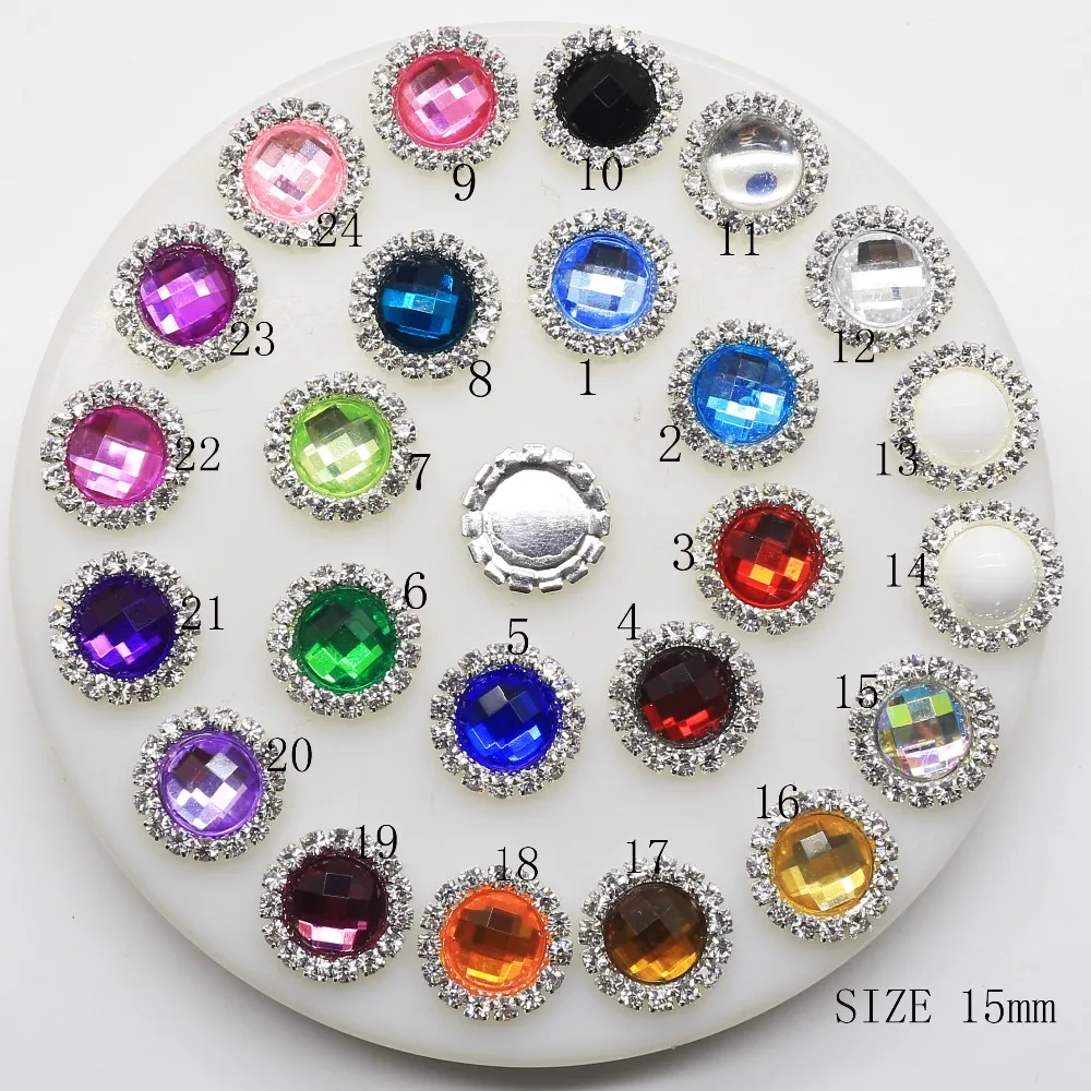 ZMASEY Sale Price 24Color Rhinestones Buttons 10Pcs/Lot 15mm Crystal Button Metal Accessories Holiday Party Card Ribbon Decor | Дом и сад