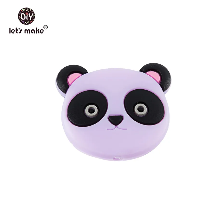 purple Let's Make DIY ювелирные изделия, силиконовые бусины в виде панды, 20 шт., силиконовые крошечные стержни, прорезыватели для зубов, силиконовая соска, клипсы, цепочка, изготовление бусин, детский Прорезыватель - Цвет: purple