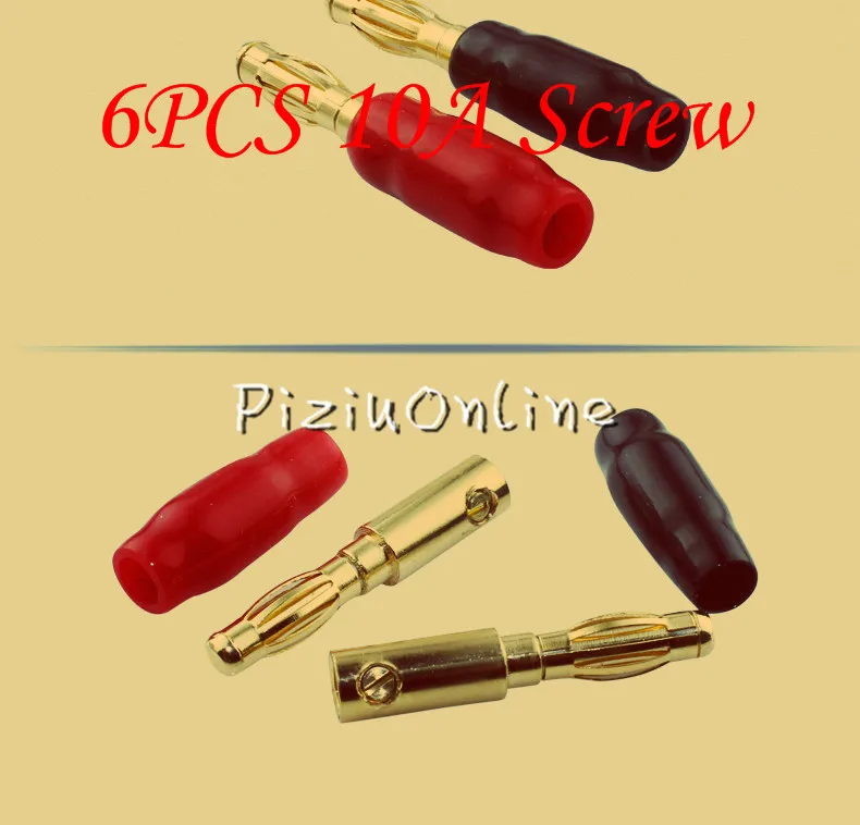 

6pcs/lot YT180 4mm Gold Plated Banana Plug The speaker plug Audio lanterns plug Acoustics wire connector Screw Fix Cable