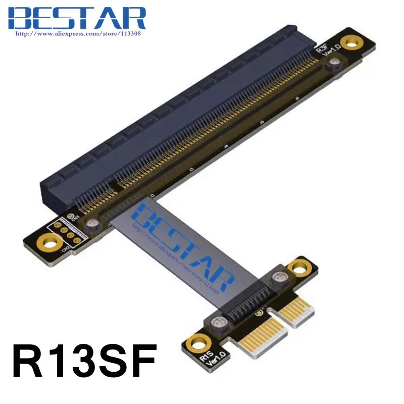 

Gen3.0 Angle PCIe 3.0 8G/bps 1x to 16x Extender Ribbon Cable 10cm 20cm 30cm 60cm 1ft 2ft 3ft pcie pci express 1X 16X riser