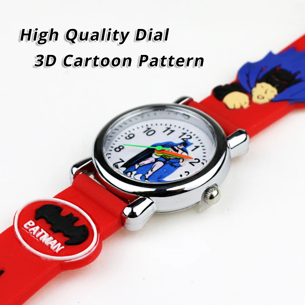 Детские часы с 3D резиновым ремешком и мультипликационным Бэтменом для детей