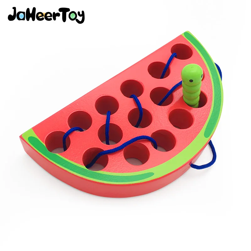 

JaheerToy Baby Wooden Toys for Children Shape of Strawberry Watermelon Pineapple Wear a Rope 3-4-5-6 Years Old Montessori Toy