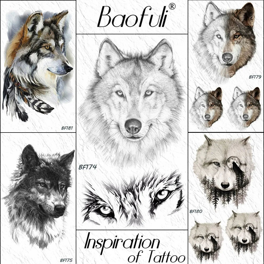 

Baofuli Realistic Coyote Temporary Tattoos Wolf Tribal Black Eyes Forest Waterproof Fake Tattoo Women Men Body Arm Tatoo Sheet