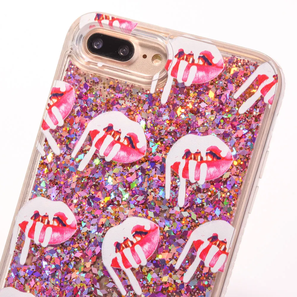 FQYANG Блестящий Алмазный чехол для IPHONE XS X 8 7 губ с рисунком динамическая жидкость