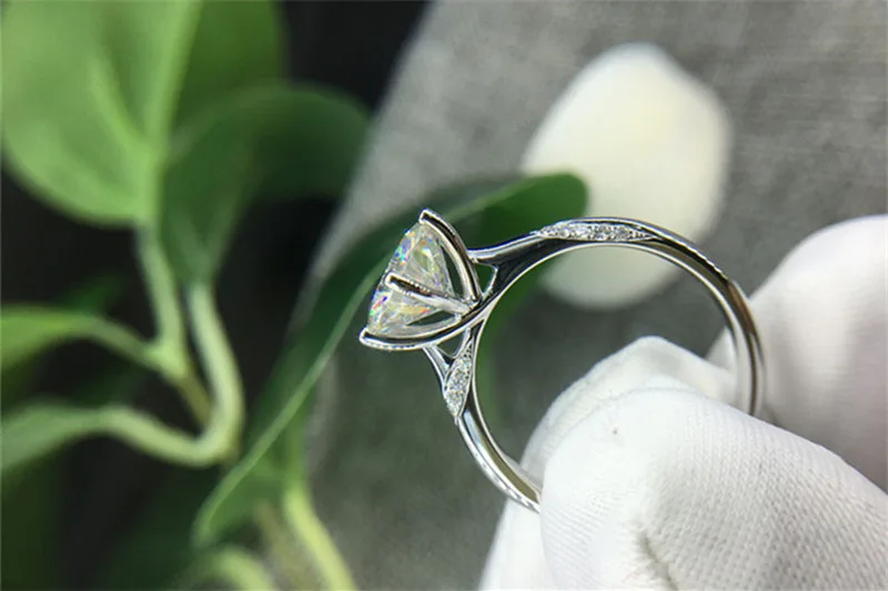 3 карата свадебное Moissanite кольцо с настоящим бриллиантом 18K 750 Белое золото D Цвет VVS MO-005