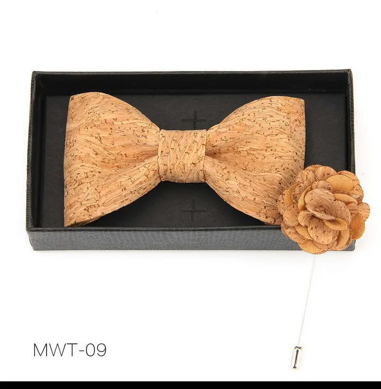 Bowtie Set Новинка мужской мальчик Пробка Деревянный Банкетный броши на булавке галстук-бабочка набор ручной работы Свадебная вечеринка деревянный галстук бабочка костюм галстук бабочка галстук - Цвет: Bowtie Set