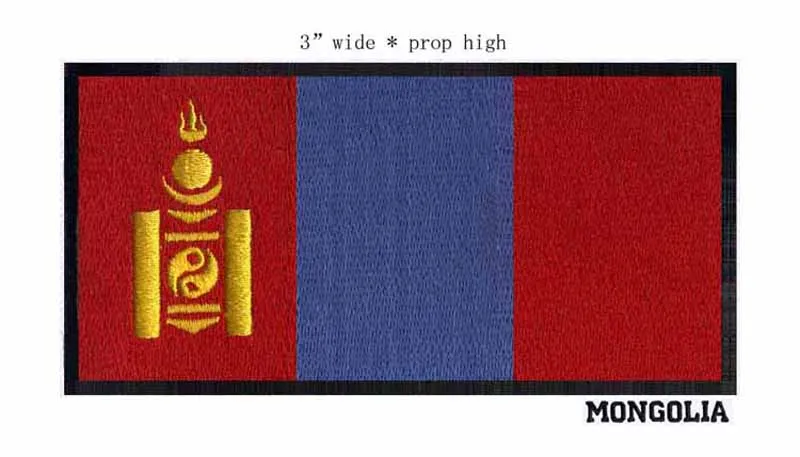 

Монголия Вышитый Флаг, нашивка с помощью утюга, 3 дюйма, широкие/аппликационные нашивки, черная граница