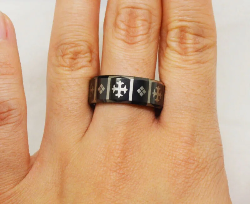 Ручная работа 8 мм широкое черное Ювелирное кольцо из вольфрама со специальным