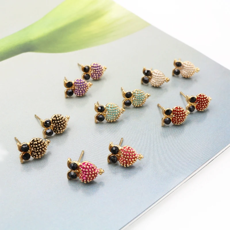 6 Colors Cute Owl Kolczyki For Women With 3 Pairs Minimalist Crystal Stud Earring Fashion Small Earrings 2018 Jewelry Femme Gift | Украшения