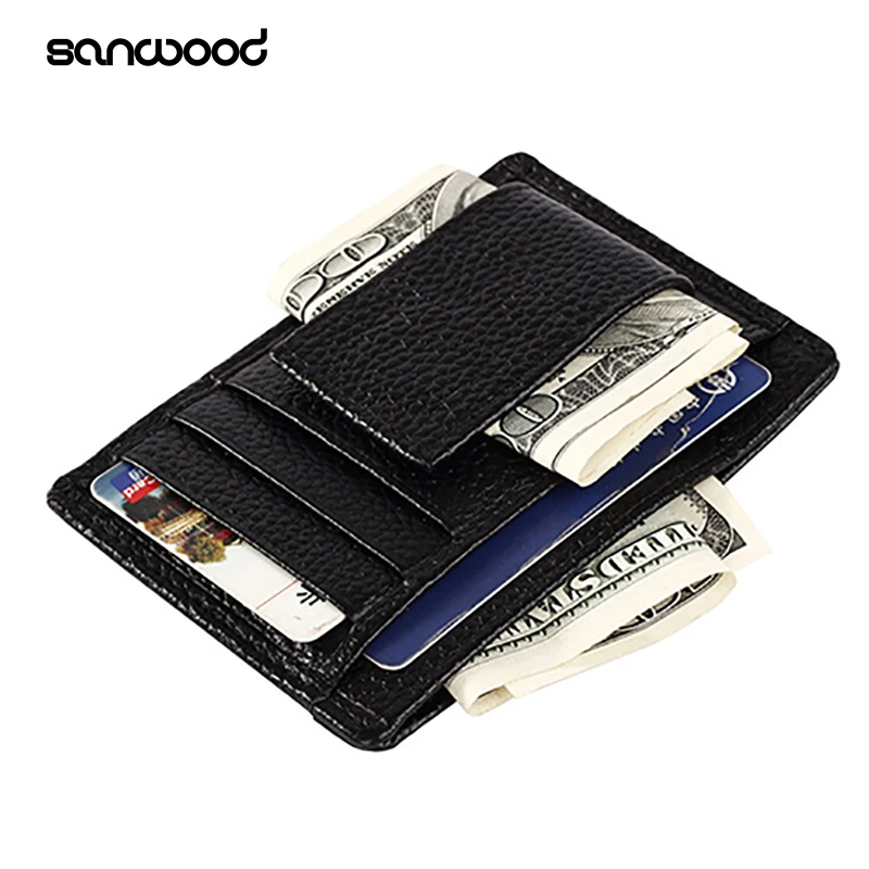 Кошелек из искусственной яловой кожи с зажимом для денег держатель кредитных