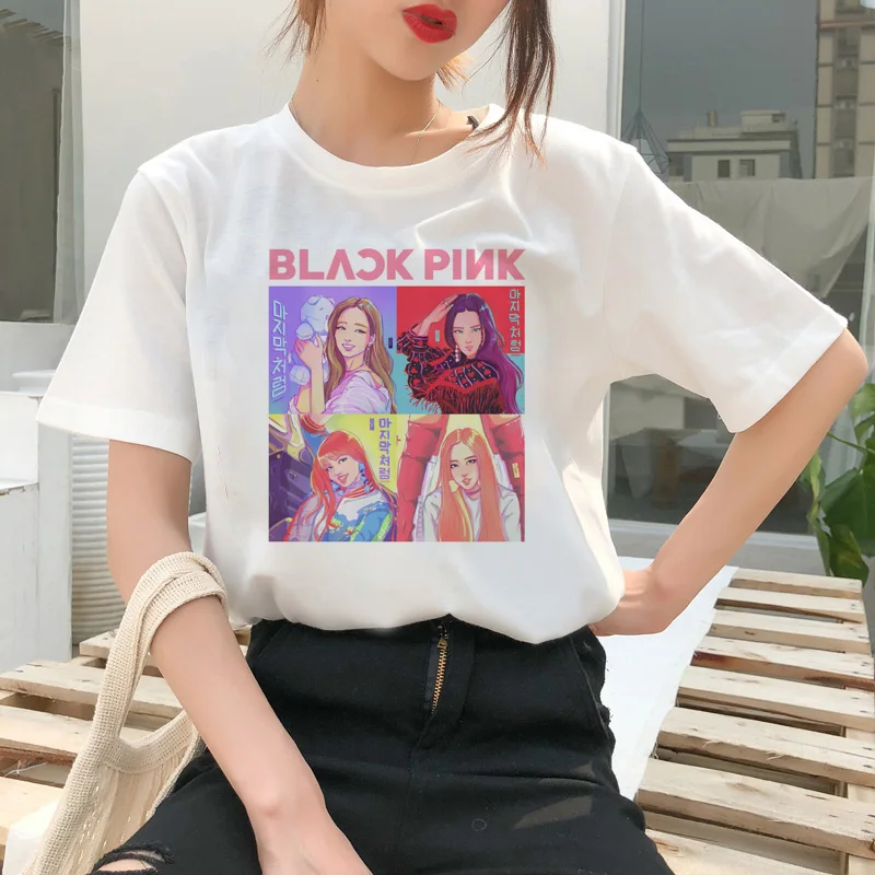4034 Blackpink Kill This Love Футболка Harajuku LISA JISOO JENNIE ROSE 90s мультяшная футболка женская модная футболка женская футболка Ullzang - Цвет: 4034