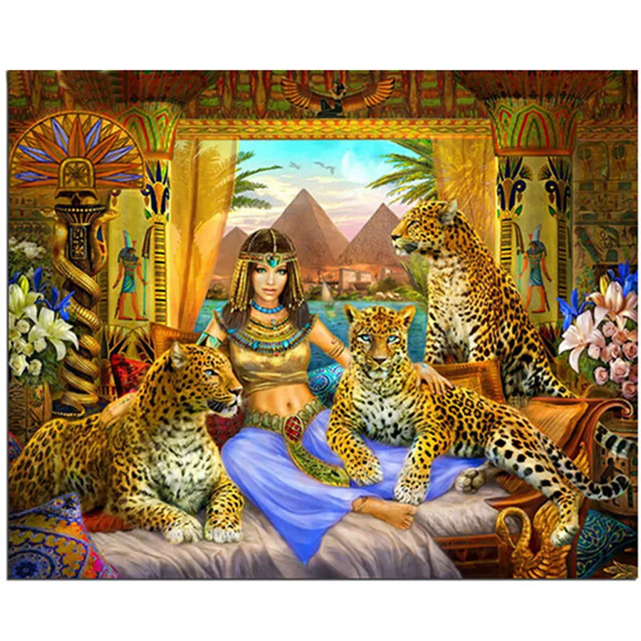 

Egyptian queen and cheetah diamond Embroidery diy diamond painting mosaic diamant painting 3d cross stitch pictures H797