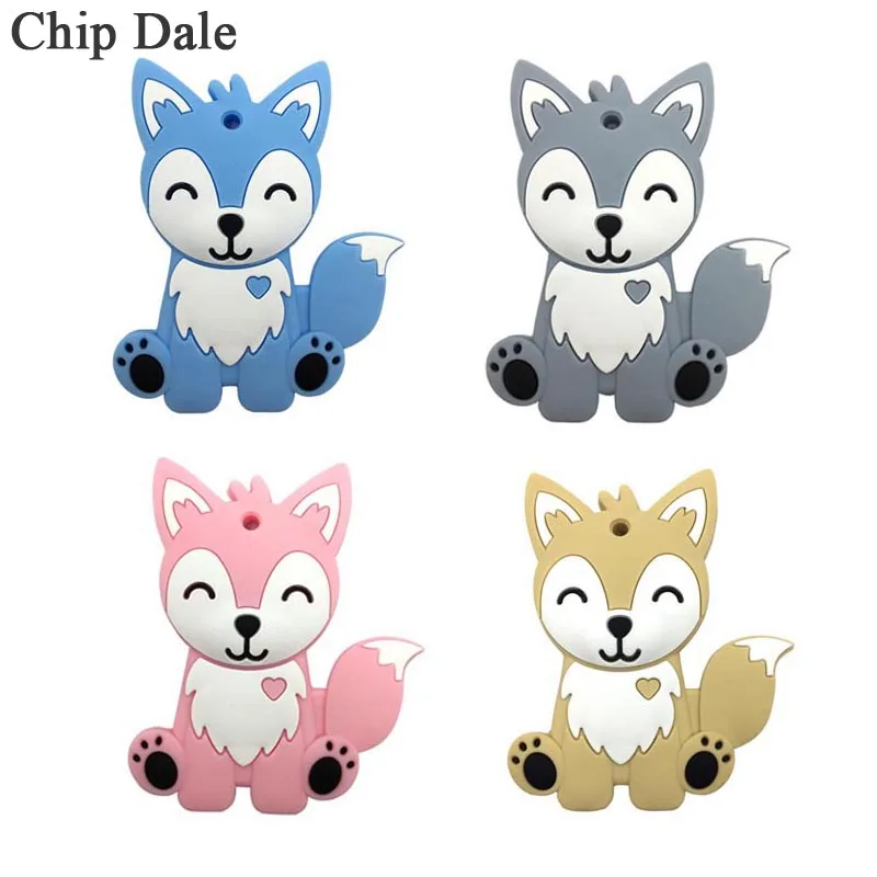 

Chip Dale 1Pcs Baby Silicone Teethers BPA Free Teething Toy Husky Dog Shape Baby Teether For DIY Chain Silicone Beads