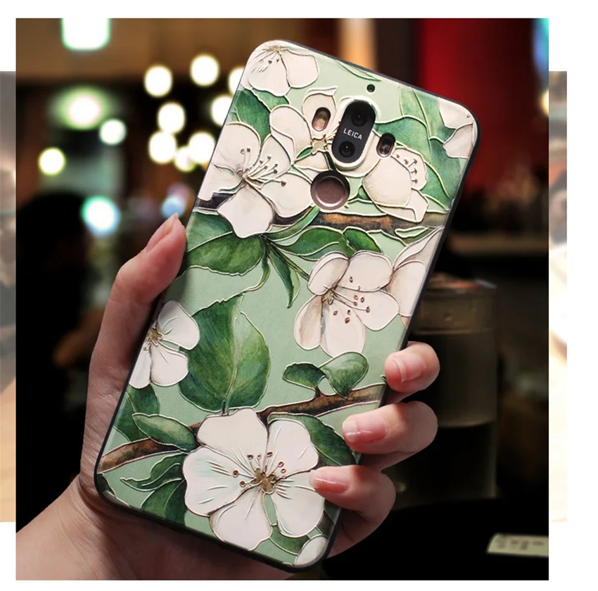 Чехол из ТПУ с объемными рельефными цветами для huawei mate 10 20 Pro Lite P20 P10 чехол Honor 8 9 Nova