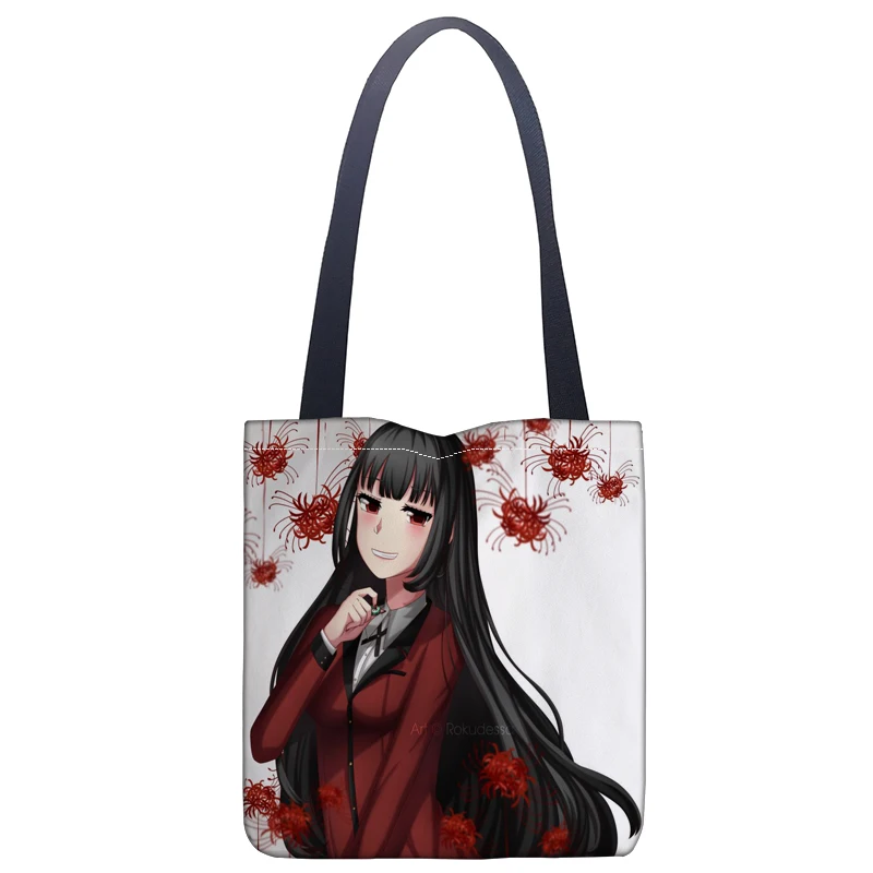 Аниме Сумка Kakegurui Модный мягкий тоут с открытым карманом и модным принтом