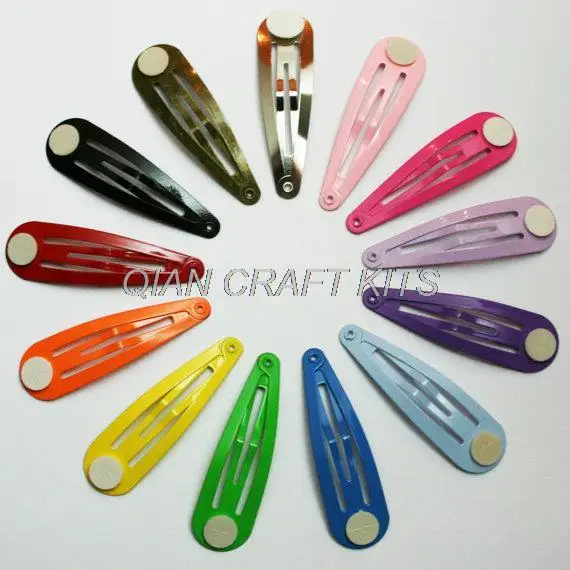 

150pcs 2" Colorful Hair Snap Clip Barrette Findings with Glue Pad mixed colors 50mm