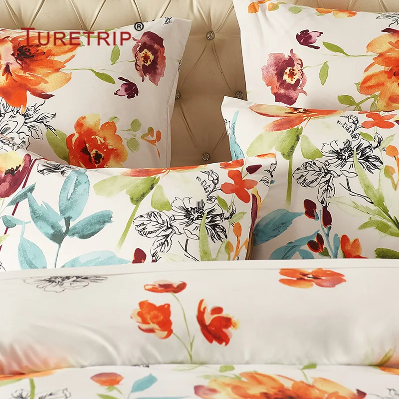 Turetrip Flower Duvet Cover Set Floral Boho Hotel Bedding Sets Comforter With Soft Lightweight Microfiber Quilt | Дом и сад