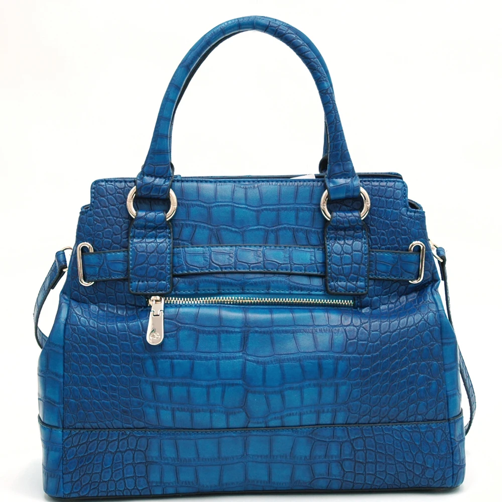 Anais Gvani Chic Croco A Frame Satchel with Belted Accent Blue|satchels totes|satchelsatchel canvas |