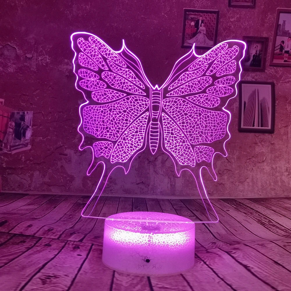 Прямая поставка красивый RGB Бабочка 3D светодиодный ночник цветной 7 видов цветов