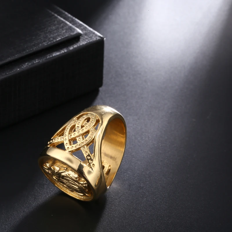 D & Z кольца из нержавеющей стали для мужчин религиозные винтажные золотые