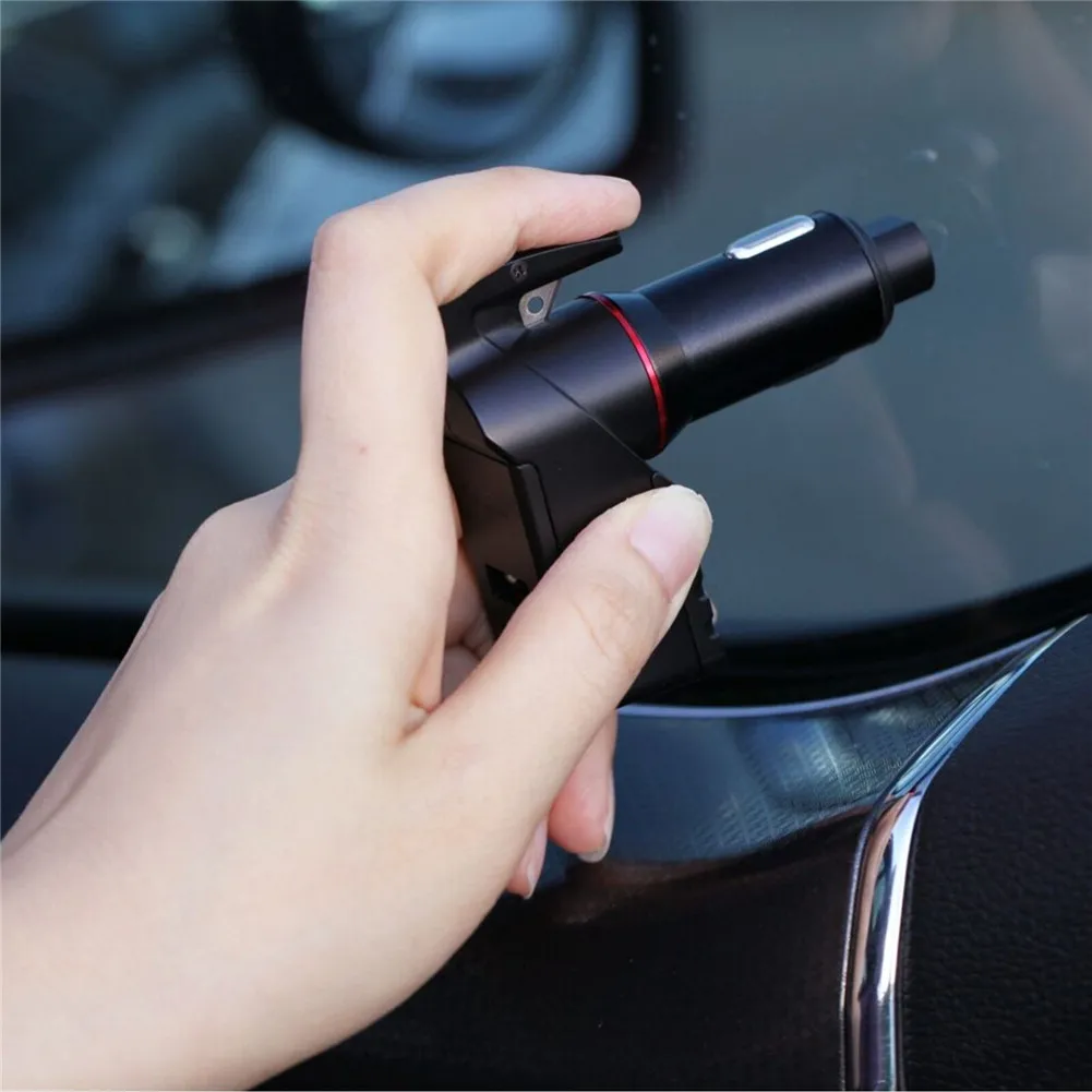 Автомобильное зарядное устройство один для двух USB Сигарета зажигание инструмент для аварийного выхода безопасности Молот Окно Выключатель ремень безопасности режущий станок