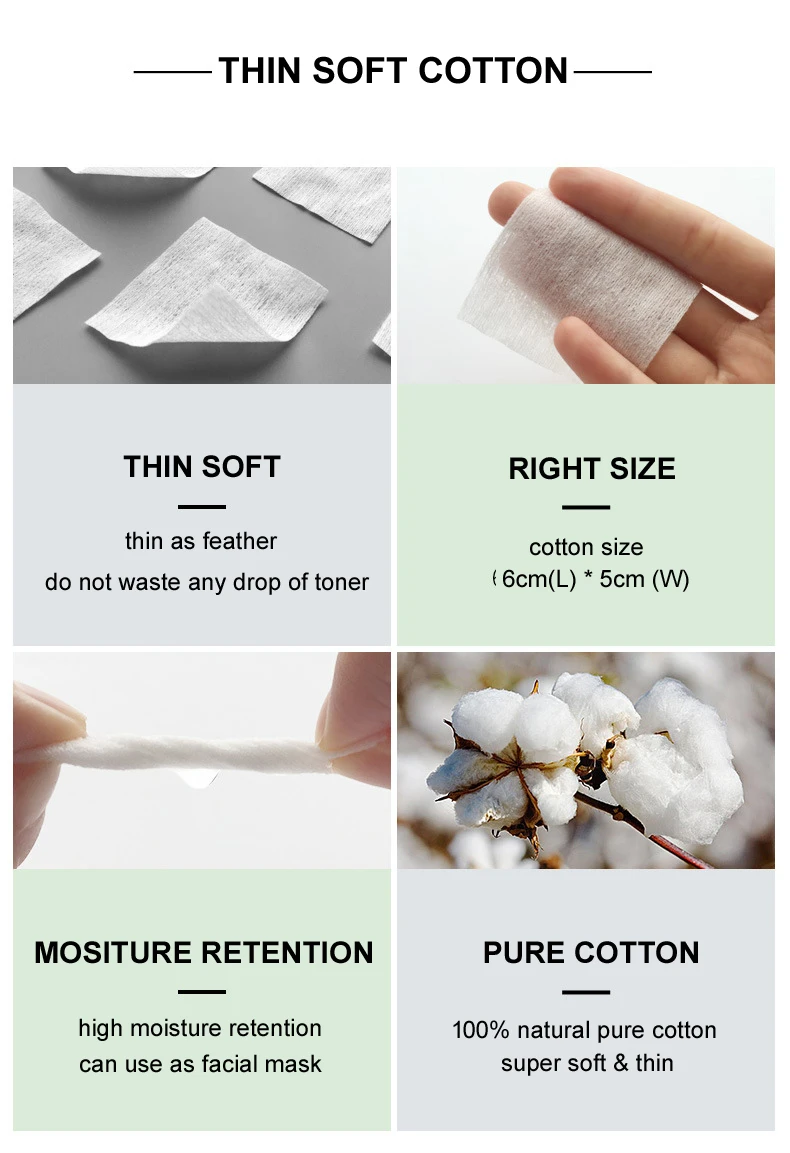 

500pcs/bag Natural Makeup Cotton Pad Wipe Multi-functional cleansing cotton Make up easy Face Cleansing Puff Nail Polish Remover