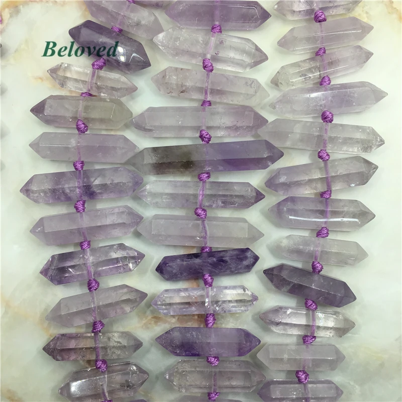 Натуральные двойные аметистские кварцевые бусины просверленные посередине